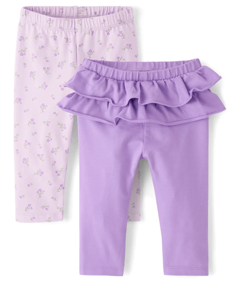 Leggings à volants fleuris pour bébés filles (lot de 2)