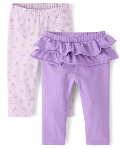 Baby Girls Floral Ruffle Leggings 2-Pack