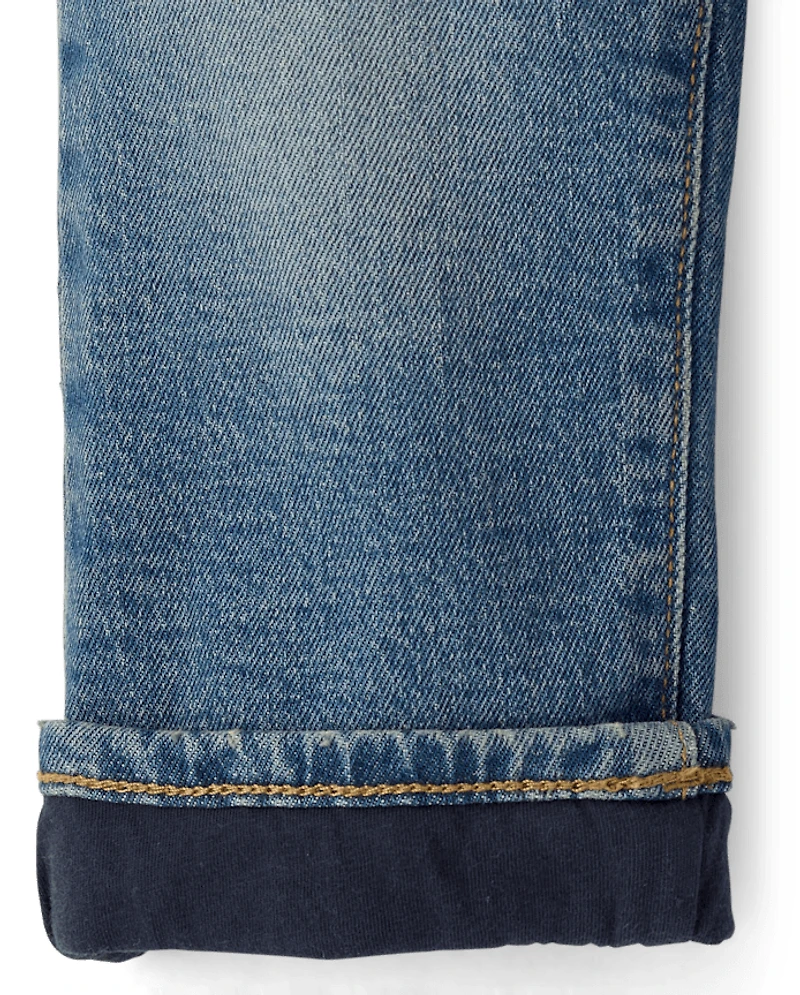 Baby And Toddler Boys Lined Roll Cuff 90s Loose Jeans