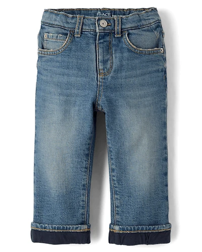Baby And Toddler Boys Lined Roll Cuff 90s Loose Jeans