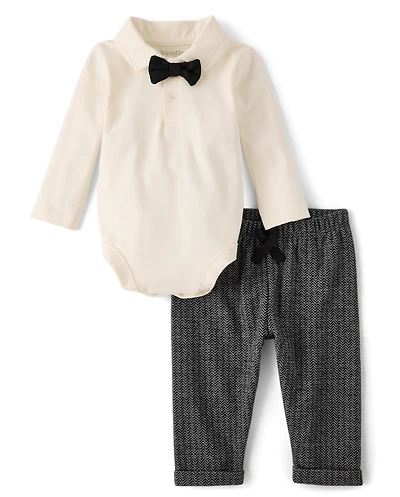 Baby Boys Polo Bodysuit 2-Piece Outfit Set