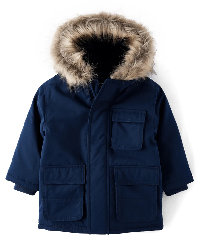 Parka utilitaire mi-lourde doublée en microfibre polaire pour bébé et tout-petit