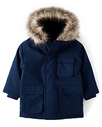 Parka utilitaire mi-lourde doublée en microfibre polaire pour bébé et tout-petit