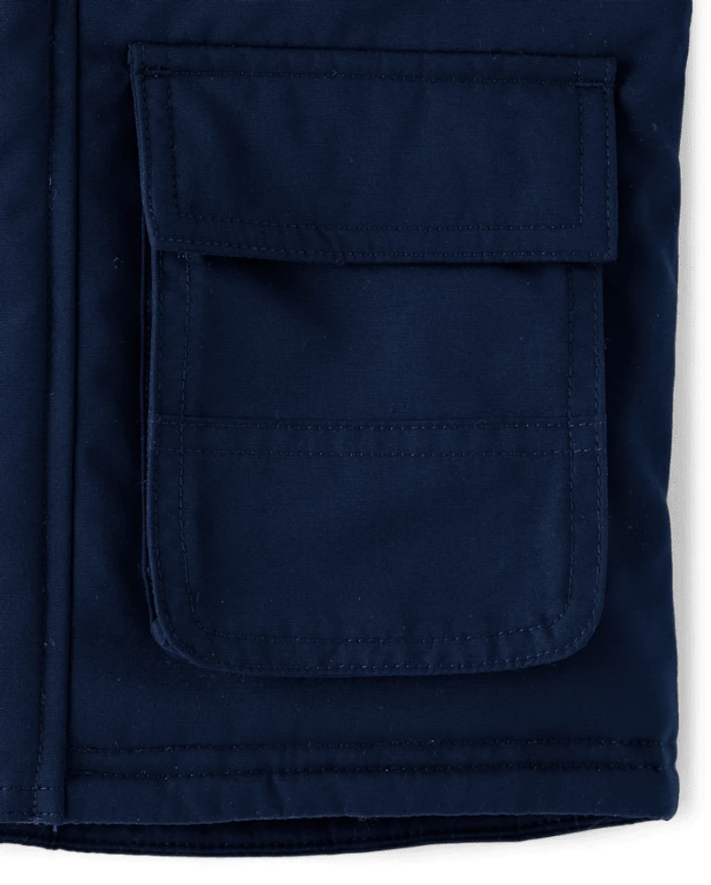 Parka utilitaire mi-lourde doublée en microfibre polaire pour bébé et tout-petit