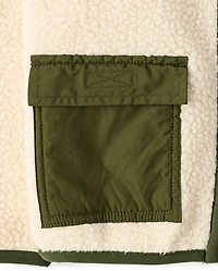 Veste zippée utilitaire contrastée en sherpa pour bébé et tout-petit