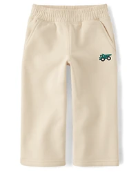 Baby And Toddler Boys Embroidered Premium Fleece Wide Leg Sweatpants