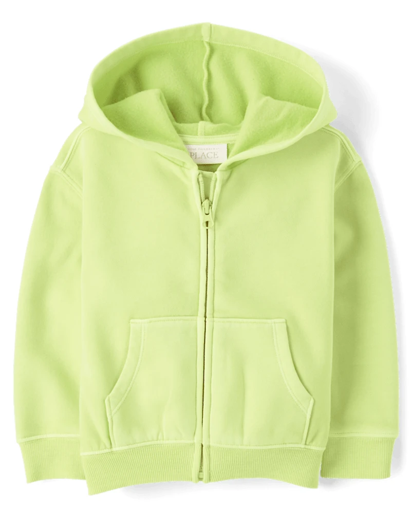 Baby And Toddler Garment Dyed Premium Fleece Zip Up Hoodie