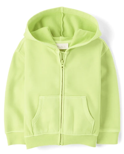 Baby And Toddler Garment Dyed Premium Fleece Zip Up Hoodie