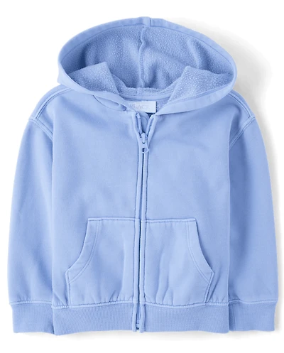 Baby And Toddler Garment Dyed Premium Fleece Zip Up Hoodie