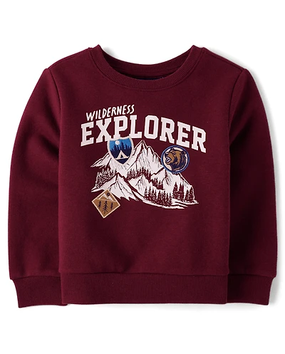 Baby And Toddler Boys Embroidered Patch Premium Fleece Sweatshirt