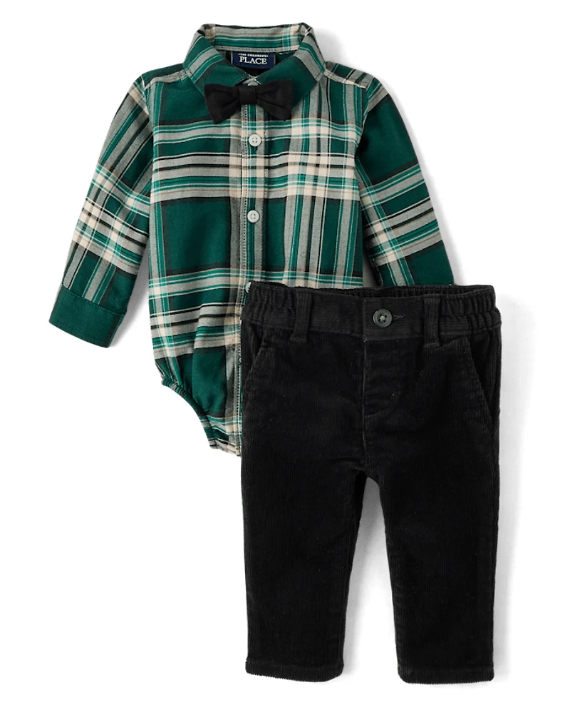 Baby Boys Matching Family Plaid 2-Piece Outfit Set