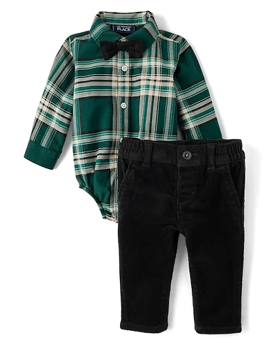 Baby Boys Matching Family Plaid 2-Piece Outfit Set