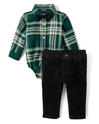 Baby Boys Matching Family Plaid 2-Piece Outfit Set