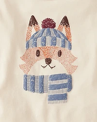 Baby And Toddler Boys Puff Print Fox Graphic Tee