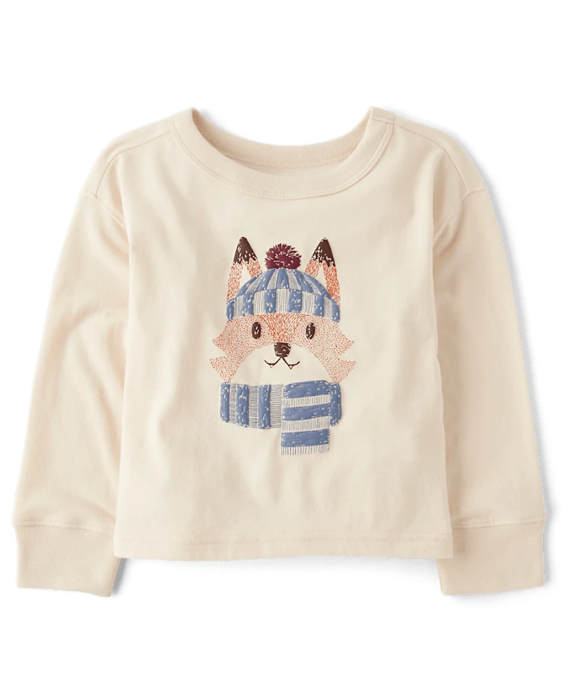 Baby And Toddler Boys Puff Print Fox Graphic Tee