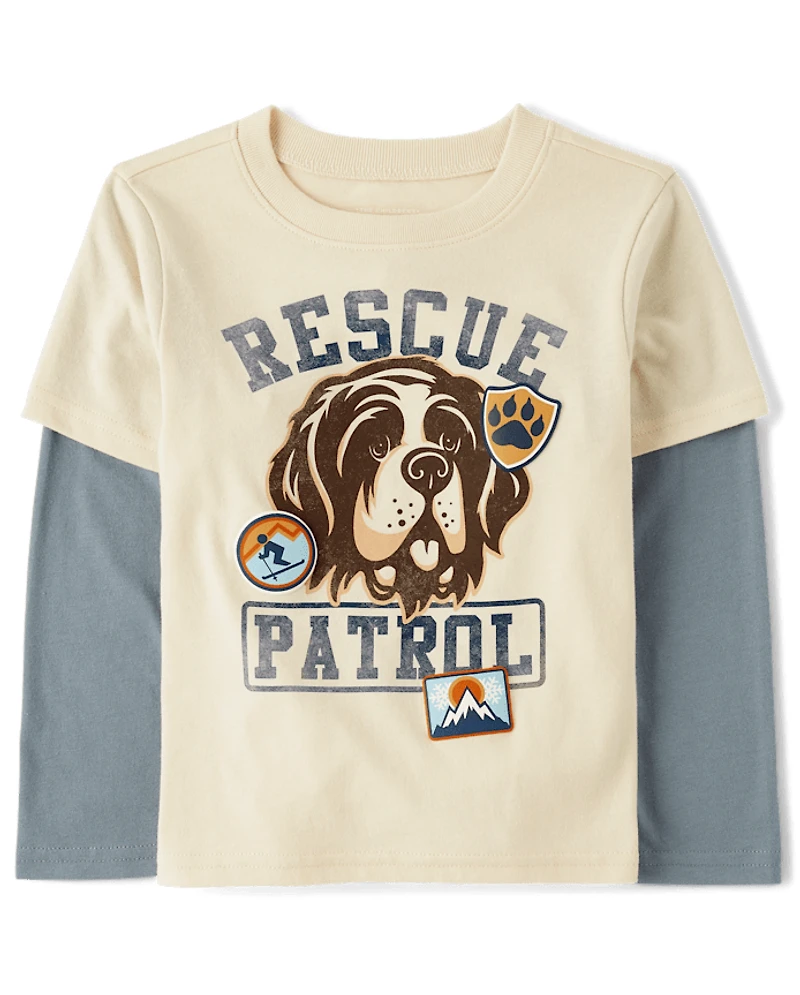 Baby And Toddler Boys Puff Print Graphic Layered Top