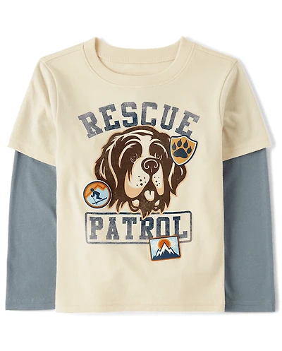 Baby And Toddler Boys Puff Print Graphic Layered Top