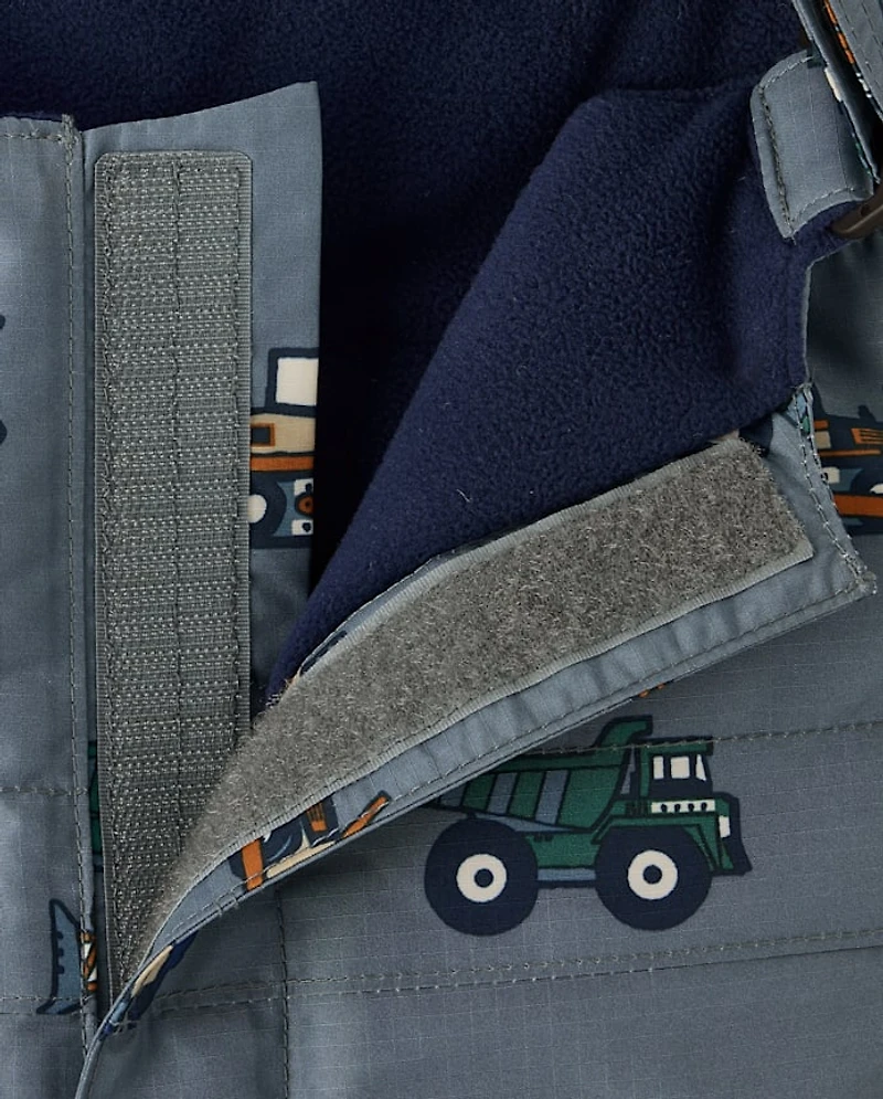 Toddler Boys Construction Vehicle Snow Overalls