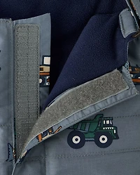 Toddler Boys Construction Vehicle Snow Overalls