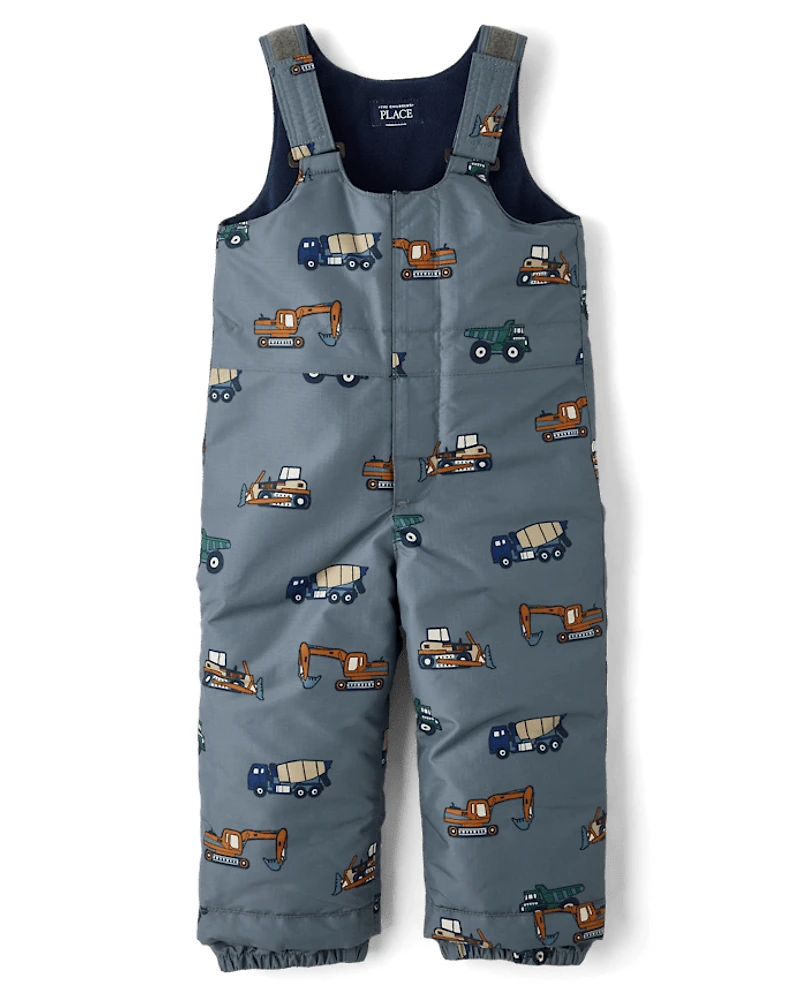 Toddler Boys Construction Vehicle Snow Overalls
