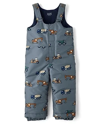 Toddler Boys Construction Vehicle Snow Overalls