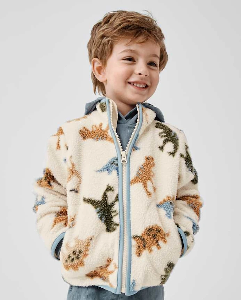 Baby And Toddler Boys Dino Sherpa Zip Up Jacket