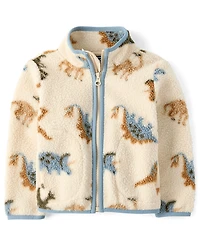 Baby And Toddler Boys Dino Sherpa Zip Up Jacket