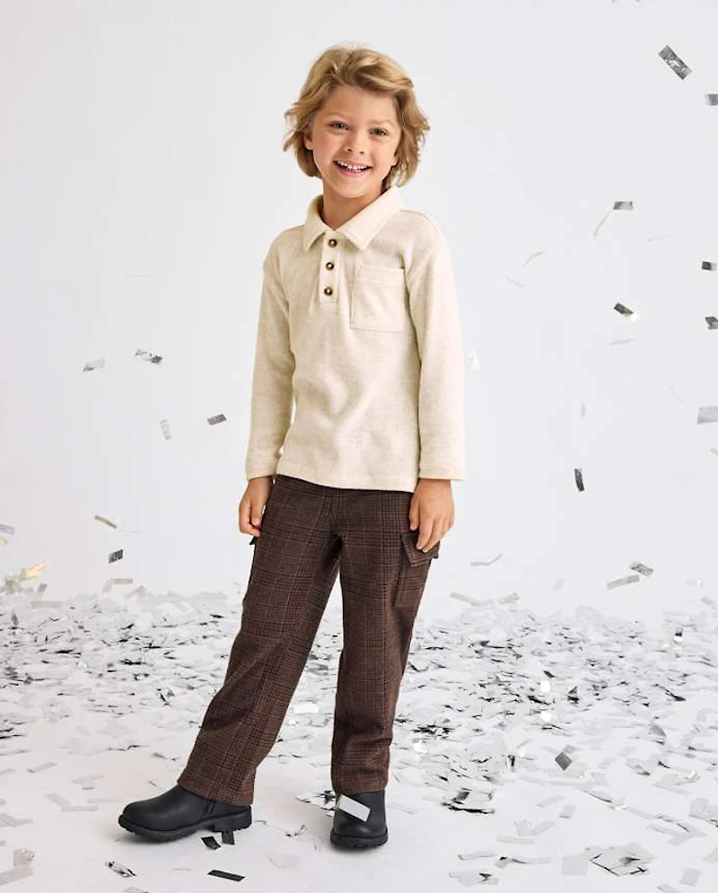 Baby And Toddler Boys Plaid Luxe Cozy Knit Baggy Cargo Pants