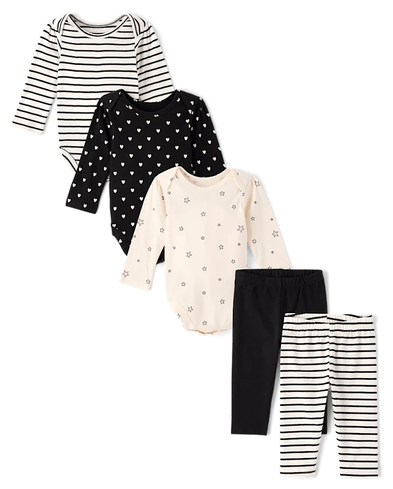 Baby Girls Striped 5-Piece Playwear Set