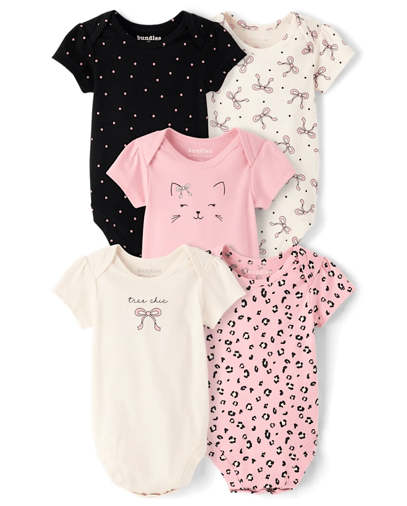Baby Girls Leopard Bodysuit 5-Pack