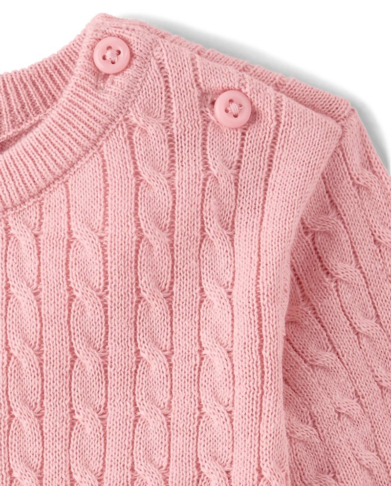 Baby Girls Bow Cable Knit Sweater 2-Piece Playwear Set