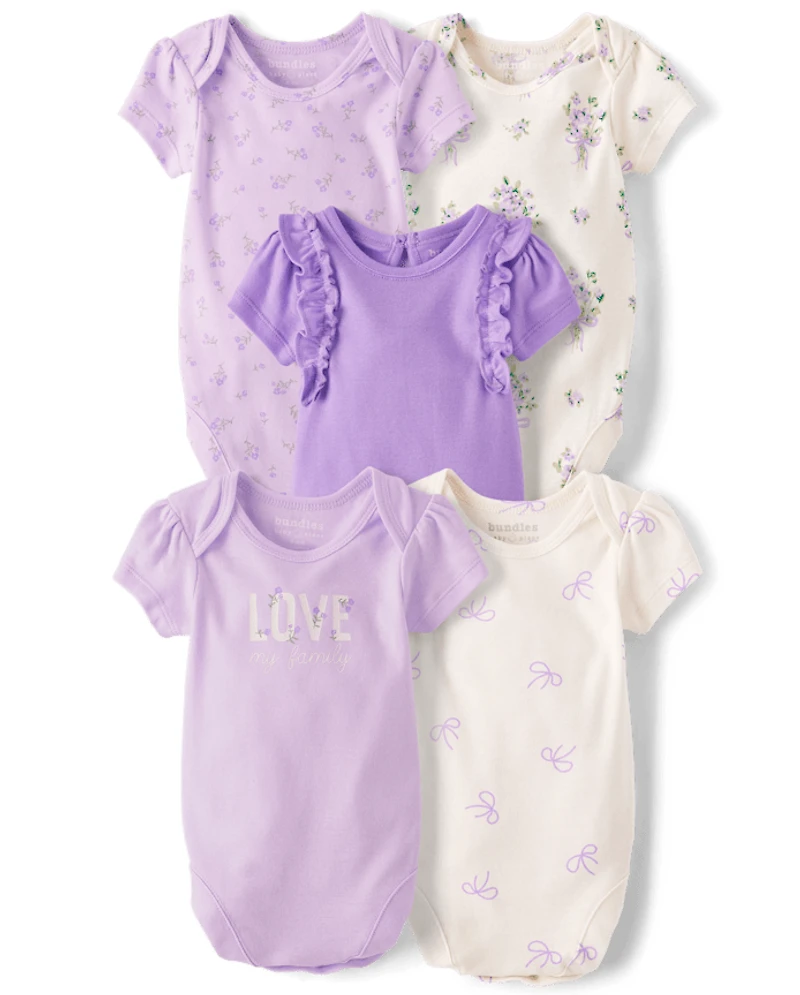 Baby Girls Floral Bodysuit 5-Pack