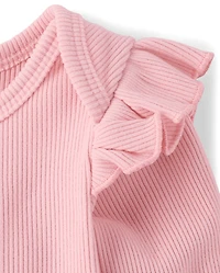 Baby Girls Flutter Sueded Rib 2-Piece Playwear Set
