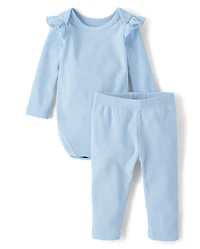 Baby Girls Flutter Sueded Rib 2-Piece Playwear Set
