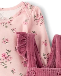 Baby Girls Floral Overalls 2-Piece Playwear Set