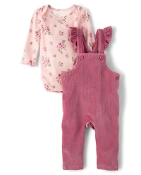 Baby Girls Floral Overalls 2-Piece Playwear Set