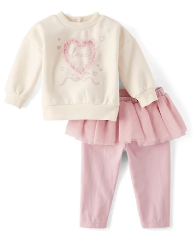 Baby Girls Mesh Heart 2-Piece Playwear Set