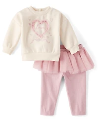 Baby Girls Mesh Heart 2-Piece Playwear Set