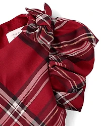 Baby Girls Matching Family Bow Plaid Satin Fit And Flare Dress