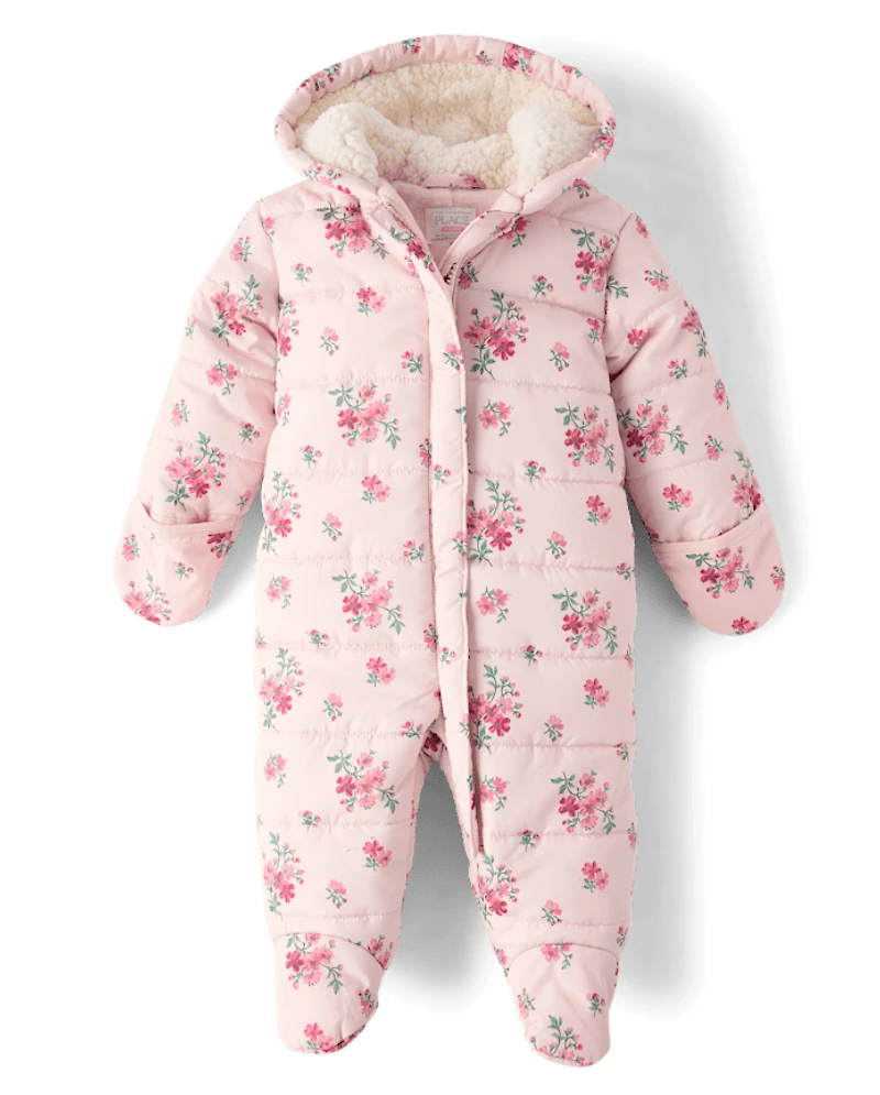Baby Girls Floral Snowsuit