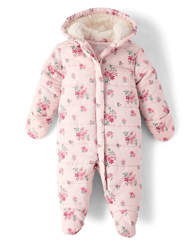Baby Girls Floral Snowsuit