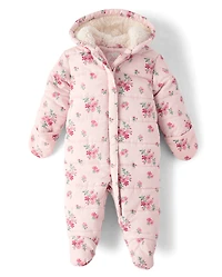 Baby Girls Floral Snowsuit
