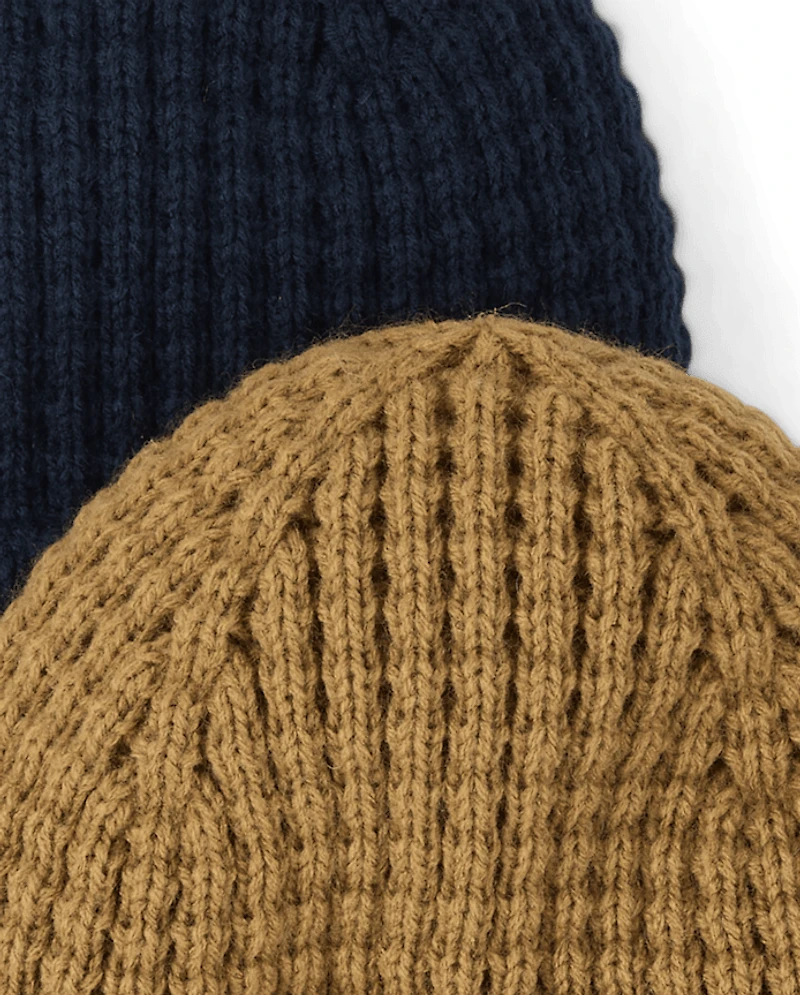 Lot de 2 bonnets gaufrés pour garçon