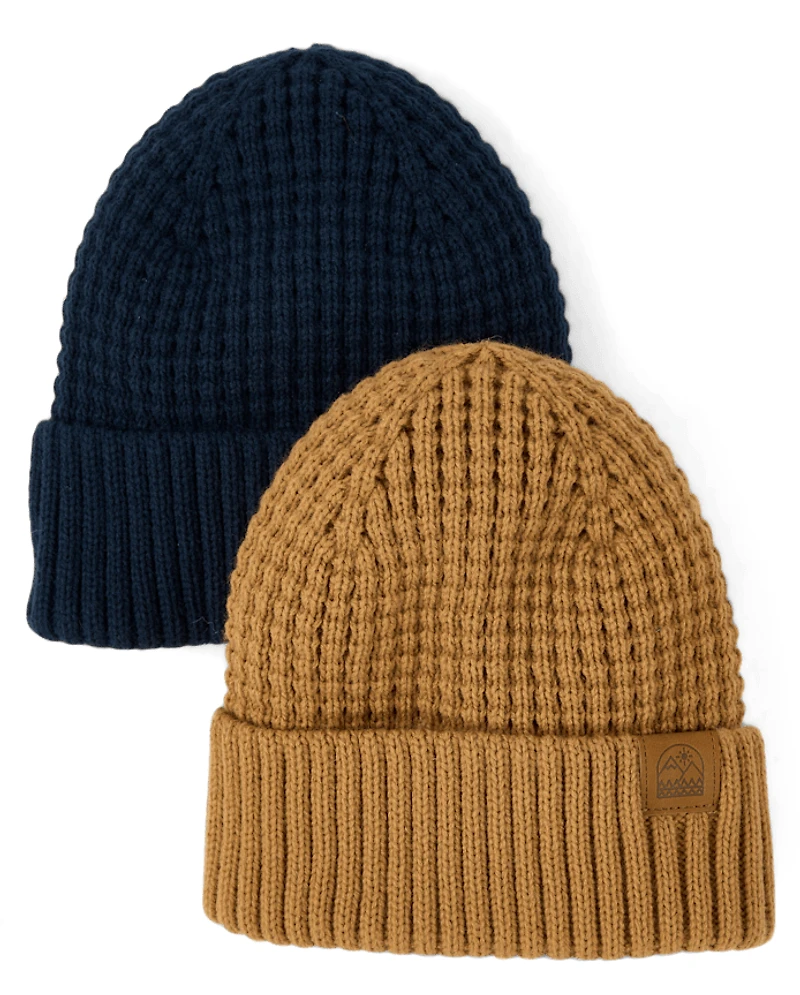 Boys Waffle Beanie 2-Pack