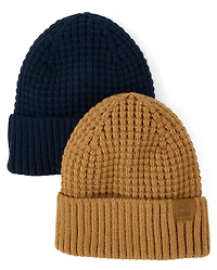 Boys Waffle Beanie 2-Pack