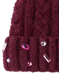 Girls Jeweled Cable Knit 2-Piece Cold Weather Set