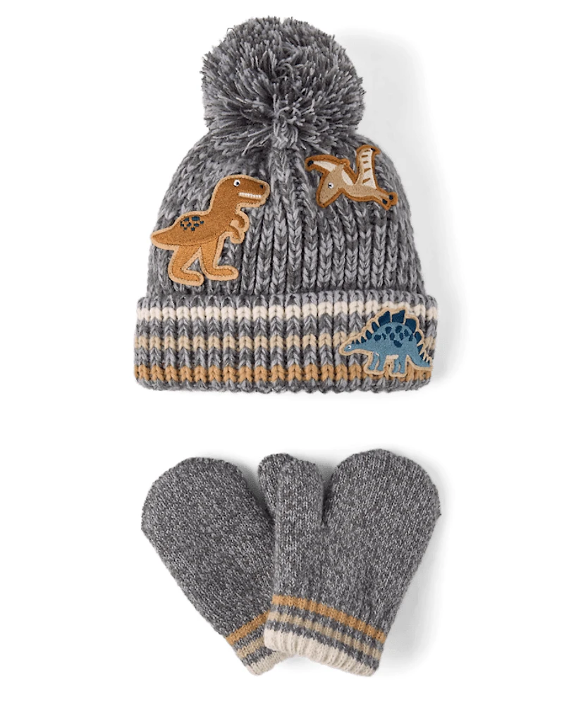 Toddler Boys Embroidered Dino 2-Piece Cold Weather Set