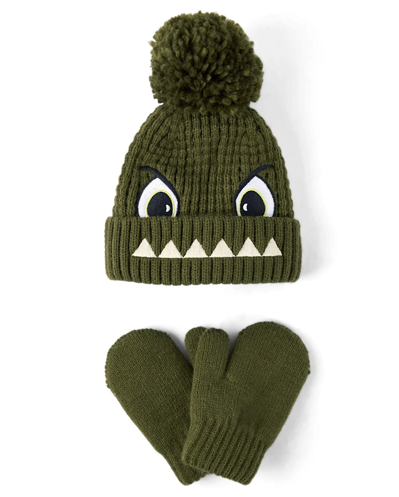 Toddler Boys Embroidered Monster 2-Piece Cold Weather Set