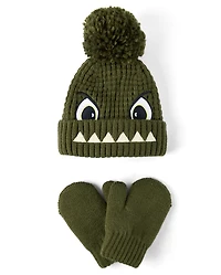 Toddler Boys Embroidered Monster 2-Piece Cold Weather Set