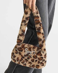 Girls Leopard Rhinestone Bow Shoulder Bag